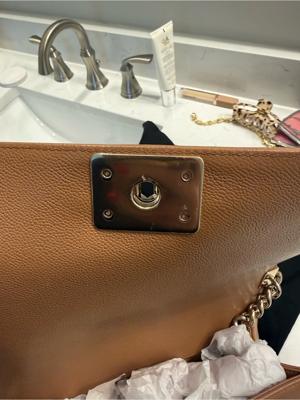 Chanel Brown Quilted Boy Flap Bag with Gold Hardware medium size - Picture 10 of 14